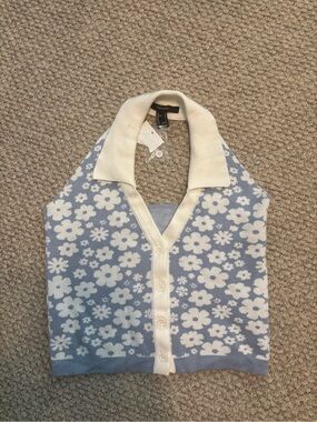 Forever 21 Halter style blue floral print top